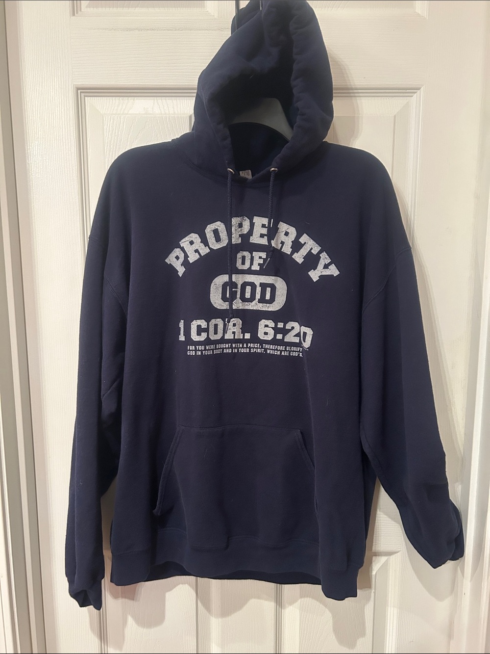 Source Unknown Navy Blue "Property of God" Pullover Hoodie
